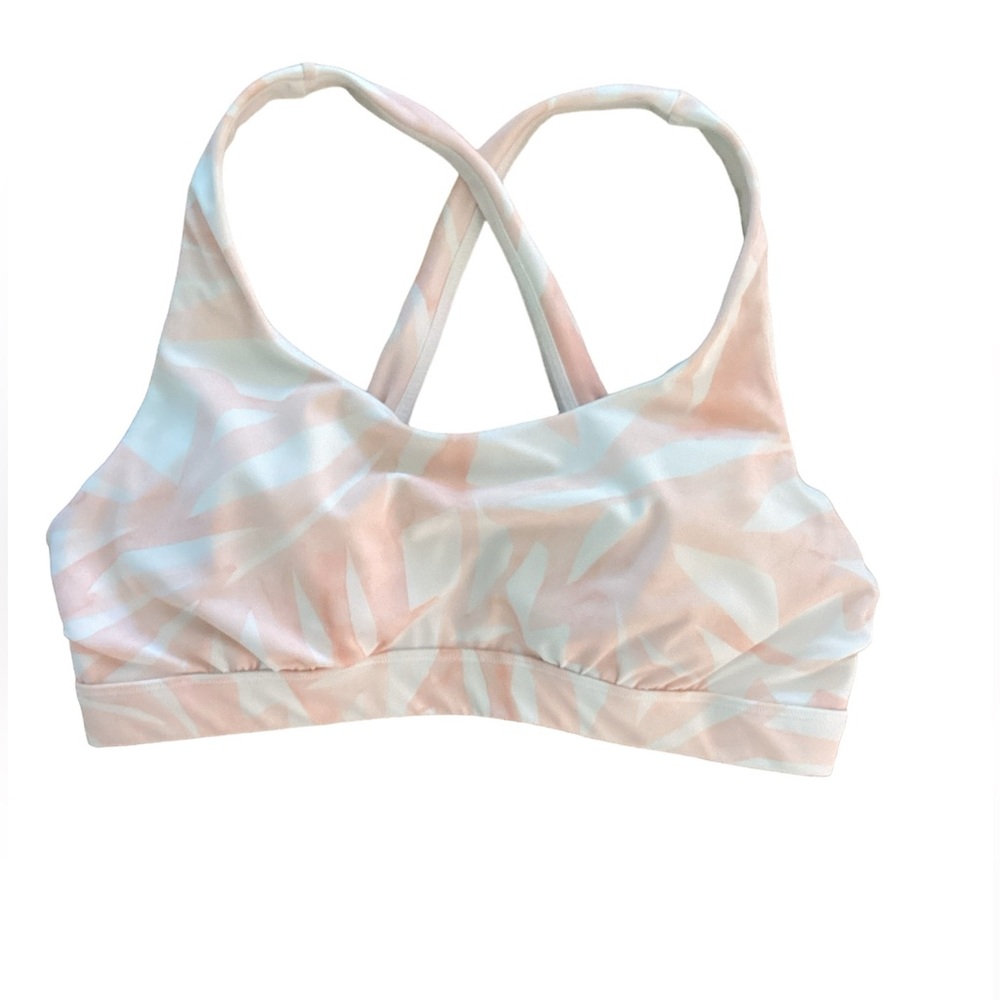Athleta South Beach Scoop swim top 36 B/C underwire pink white cross back